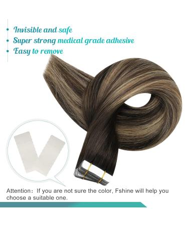 FSHINE Blonde Adhesive Tape In Hair Extensions - Real Hair 50cm Black Highlighted Honey Blonde 20 Pieces Double-Sided Tape #1B/27/1B - Buy Online on GoSupps.com