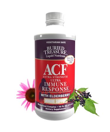 Buried Treasure ACF Extra Strength Extreme Immune Support with Elderberry Echinacea Vitamin C and Herbal Blend for Comprehensive Rapid Relief 16 Fluid Ounce