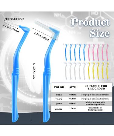 20 Interdental Brushes - L-Shaped Toothbrushes for Between Teeth | Non-Slip Handle | Orange Blue White Pink - Ideal for Effective Tooth Cleaning - Buy Online on GoSupps.com
