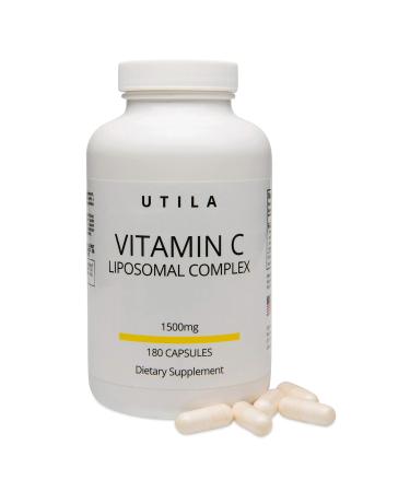UTILA Vitamin C LIPOSOMAL Complex 1500mg 180capsules High Absorption Fat Soluble for Immune System & Boost Collagen
