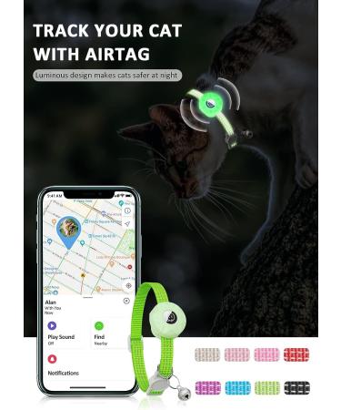 Reflective Airtag Cat Neck Band with Bell - Luminous Green Kitten Collar for Puppies & Cats - Buy Online on GoSupps.com