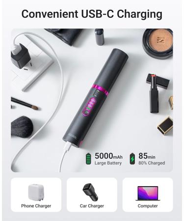 Cordless 2-in-1 Hair Straightener & Curler - Portable Mini Iron with 5000mAh Battery USB-C Rechargeable 15s Fast Heating - Perfect for Travel - Gray - Buy Online on GoSupps.com
