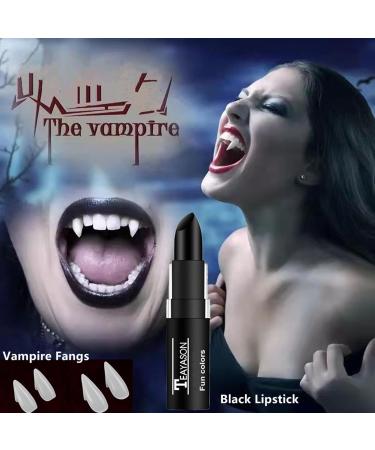 Go Ho Halloween Vampire Fangs & Black Lipstick Kit - 4 Sizes Cosplay Props | Perfect Accessories for Halloween Party Decorations - Buy Online on GoSupps.com