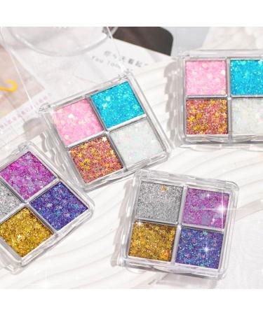 Buy Glitter Eyeshadow - 4 Colors Gel Makeup Patches for Face Body & Hair | Festival Ready Glitter - Buy Online on GoSupps.com