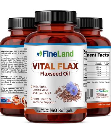 FineLand Vital Flax - Flaxseed Oil and Omega 3 6 9 with Alpha-Linolenic Acid (ALA)- 60 Softgels - Buy Online on GoSupps.com