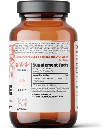 UMZU Choline Supplement for Cognitive & Hormonal Support - 30 Day Supply (90 Capsules) - Buy Online on GoSupps.com
