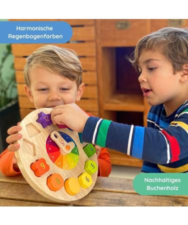 SCHMETTERLINE Kronolino Wooden Learning Clock | Rainbow Colors for Playful Time Learning | Ages 3+ - Buy Online on GoSupps.com
