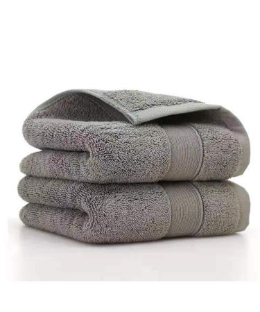 PUPOPIK 2 Pack Hand Towels for Bathroom (14 x 30 Inch)-100% Cotton Hand Towel , Highly Absorbent and Quick Dry Face Washcloth, Home Soft Premium Towel for Hotel, Bath, Kitchen and Spa(Gray)