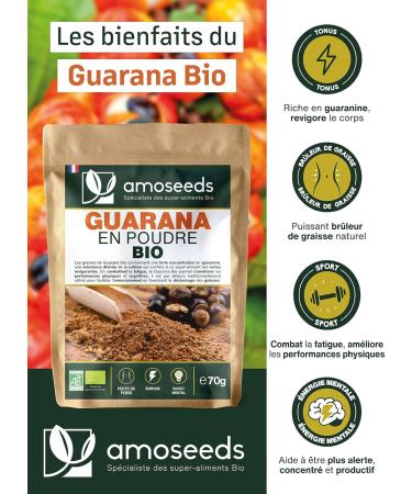  Amoseeds Organic Guarana Powder | Weight Control Energy Mental Boost | Premium Quality (Pack of 3 x 70g) - Buy Online on GoSupps.com
