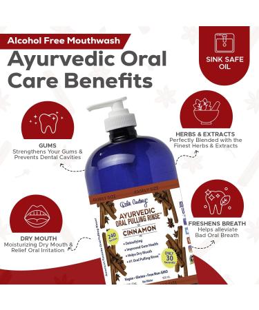 Organic Oil Pulling for Teeth and Gums | Natural Cinnamon Flavored Oral Rinse Mouthwash | Essential Oils for Bad Breath | Ayurvedic Oil Pulling for Whitening Teeth & Fresh Breath Family Size-32 FL Oz - Buy Online on GoSupps.com