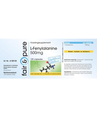 Fair & Pure - L-Phenylalanine 500mg - vegan - 120 capsules - Buy Online on GoSupps.com