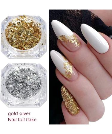 Holographic Nail Foil Glitter Flakes | 3D Sparkly Aluminum Flake | Gold Silver Nail Art Supplies | Mirror Powder Sequins | Acrylic Nails Design (4 Boxes) - Buy Online on GoSupps.com