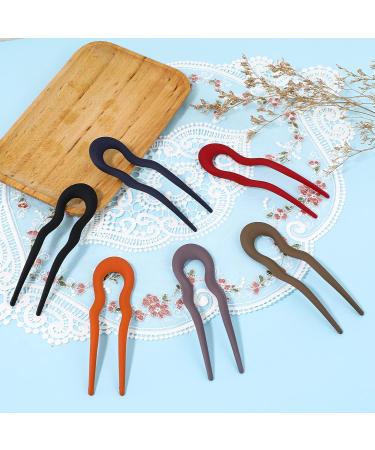 6Pcs Matte Plastic U Shaped Hair Fork French Hair Pins - Perfect Valentine's Day & Christmas Gift for Women - Buy Online on GoSupps.com