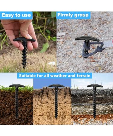10 Pack T-Shape Spiral Tent Stakes - Ground Anchors for Camping, Hiking, and Canopies - Buy Online on GoSupps.com