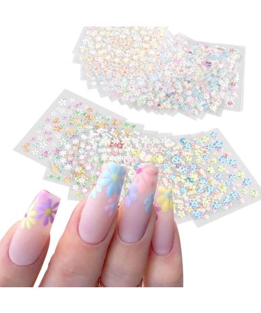 30 Sheets Colorful Flower Nail Art Stickers - Self-Adhesive Decals for Women and Girls - Elegant 3D Design with Daisies, Hearts, and Bow Ties - Nail Art Supplies to Enhance Glamour - Buy Online on GoSupps.com