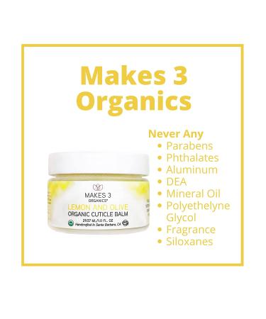 Organic Lemon & Olive Cuticle Balm (1 Fl. Oz) by Makes 3 Organics - Buy Online on GoSupps.com