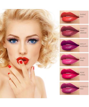 6 Colors Wine Lip Gloss Set - Long Lasting Waterproof Matte Liquid Lipstick | Nonstick Cup Lip Tint (6PCS - Buy Online on GoSupps.com
