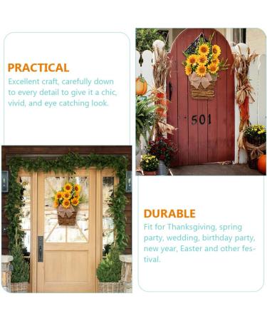 HOMSFOU 3pcs Sunflower Basket Sunflower Centerpieces for Tables Fake Plant Spring Wreaths Artificial Sunflowers Hanging Basket Christmas Farmhouse Decor Wall Silk Flower Flowerpot Yellowx3pcs 40x14cmx3pcs - Buy Online on GoSupps.com