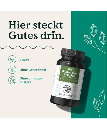 Nature Love Bio Nettle Complex 800mg Vegan Drainage Capsules with Dandelion & Birch Leaf 60 Additive-Free Vegetarian Capsules - Buy Online on GoSupps.com
