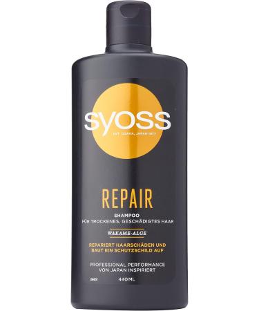 Syoss Repairing Shampoo (440 ml) Shampoo for dry and damaged hair Repairing shampoo prevents hair damage Formula with amino complex & Wakame algae - Buy Online on GoSupps.com