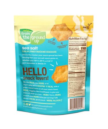 Real Food From The Ground Up Cauliflower Snacking Crackers - 6-Pack Sea Salt Snack Bags - Buy Online on GoSupps.com