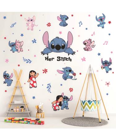 3D Stitch Anime Wallpaper Wall Decals Sticker for Kids Bedroom Kids Baby Nursery Wall Decoration Cartoon Poster Sticker Decor
