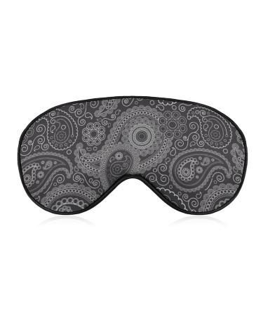 Black and White Paisley Sleep Mask for Women Adjustable Sleeping Eye Shades Cover with Elastic Strap