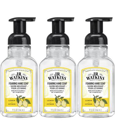 J.R. Watkins Foaming Hand Soap with Pump Dispenser, Moisturizing Foam Hand Wash, All Natural, Alcohol-Free, Cruelty-Free, USA Made, Lemon, 9 fl oz, 3 Pack Lemon 9 Fl Oz (Pack of 3)