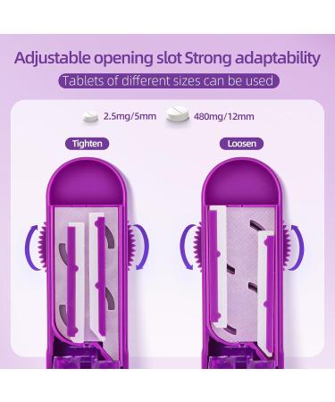 DUBSTAR Pill Cutter Splitter - Adjustable Safe & Efficient for Small & Large Pills - Purple Multi Tablet Cutter with Blade Guard & Centering Device - Buy Online on GoSupps.com