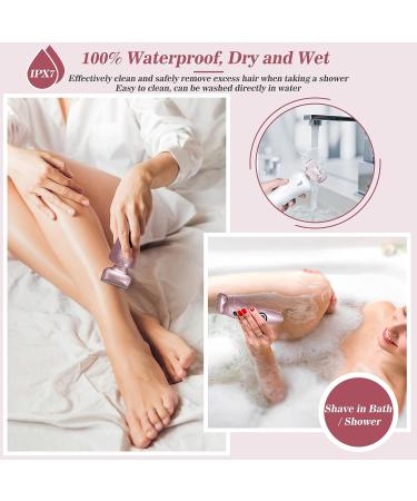 Rechargeable Electric Razor for Women - Painless Wet Dry Shaver for Legs, Bikini, Underarms - Cordless Trimmer with Detachable Head (Pinkish) - Buy Online on GoSupps.com