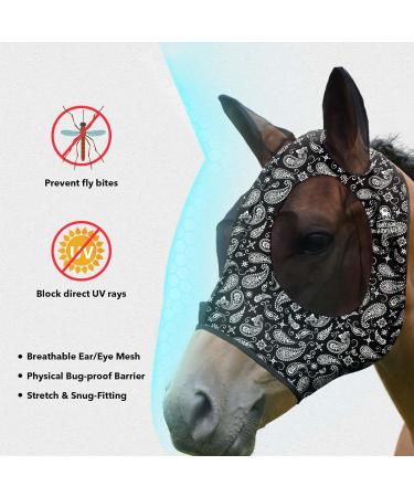 Harrison Howard Super Comfort Stretchy Fly Mask - Large Eye Space UV Protection & Breathable Fabric - Black Cashw Fruit for Ultimate Horse Comfort - Buy Online on GoSupps.com