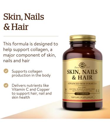SOLGAR Hair Skin Nails & Collagen Bundle: Skin Nails & Hair Advanced MSM Formula 120 Tablets + Collagen Hyaluronic Acid Complex 30 Tablet + Biotin 10 000 mcg 120 Capsules - Buy Online on GoSupps.com
