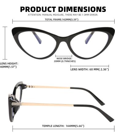 FEISEDY Cat Eye Glasses for Women - Vintage Fashion & Blue Light Blocking - Classic B2363 Bright Black Frame - Buy Online on GoSupps.com
