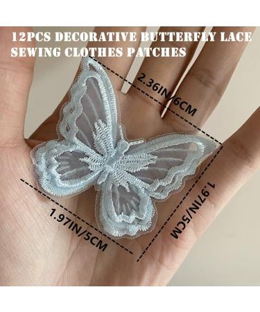 12pcs Light Blue Butterfly Lace Trim Organza Patches for DIY Crafts and Wedding Decor - Buy Online on GoSupps.com