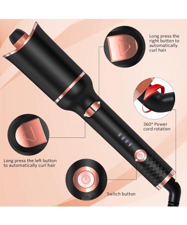 Automatic Hair Curler | 1 Curling Iron with Large Slot Auto Rotating 4 Temps & 3 Timer Settings | Dual Voltage & Auto Shut-off for Perfect Curls - Black - Buy Online on GoSupps.com