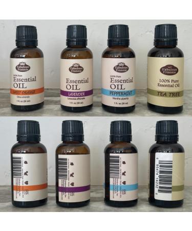 Fabulous Frannie Favorite 4 Pure Essential Oil Set - Peppermint Lavender Sweet Orange & Tea Tree 30ml | International Shipping Available - Buy Online on GoSupps.com