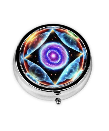 Cosmic Starsround Pill Box 3 Compartment Round Pill Box Organizer # Portable Travel Pill Box for Traveling.