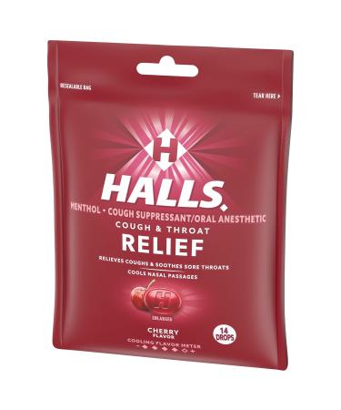 HALLS Relief Cherry Cough Drops 14 Total Drops - Buy Online on GoSupps.com