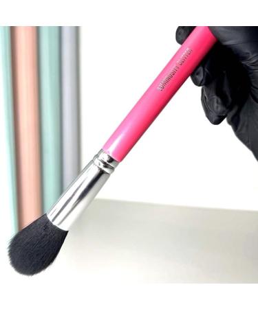 Hot Pink Glitter and Makeup Brush Hot Pink Wood Handle Soft Synthetic Bristles Glitter Application Brush
