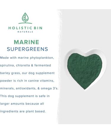 Buy Canine Super Greens by Holistic Bin | Vegan Dog Nutritional Supplement with Marine Phytoplankton Spirulina Chlorella & Fermented Barley Grass for Organic Skin & Coat Support 50g - Buy Online on GoSupps.com
