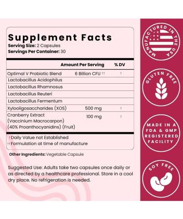 Optimal Prime Vaginal Probiotics for Women with Prebiotics Cranberry Extract and a Lactobacillus Probiotic Blend Supports Healthy Vaginal Flora Odor Control pH Balance 60 Capsules 60 Count (Pack of 1) - Buy Online on GoSupps.com