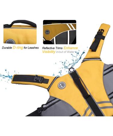 Vivaglory Sports Style Life Jacket for Large Dogs - Durable Adjustable Excellent Buoyancy Safe Fastening Yellow (L: 66-79 cm) - Buy Online on GoSupps.com