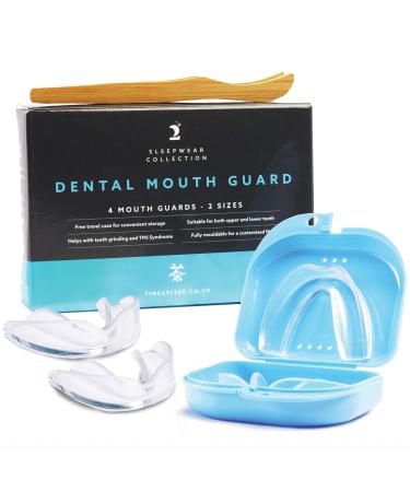 Time2Sleep Mouth Guard for Teeth Grinding - CE Approved & Dentist Recommended - 4 x UKDesigned Gum Shield for Grinding Teeth - Bruxism & Tooth Pain Relief - Improve Sleep Quality 4 Mouthguards