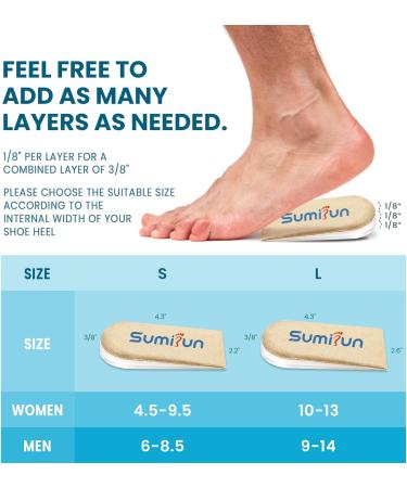 Orthopedic Heel Lift for Women Shoes - 3 Layers Adjustable Shoe Lifts for Women Uneven Legs - Gel Heel Inserts for Leg Length Discrepancy Heel Pain Heel Spur - 1/8" 2/8" 3/8" (Size S 1 Pair) Beige 3 Layers: S - UK 3-7 - Buy Online on GoSupps.com