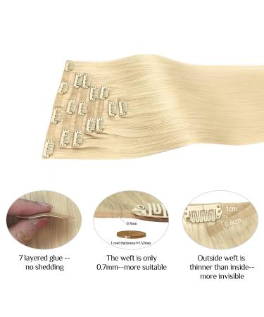 Doores Real Hair Extensions Clip In - Bleach Blonde 45cm 18 Inch 7 Pieces 110g - Seamless PU Clip In Extensions - Buy Online on GoSupps.com