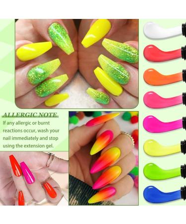 TopDirect Poly Gel Nail Kit - 8 Neon Colours 15ml + Gold & Silver Liner - Full Set for Beginners - Buy Online on GoSupps.com