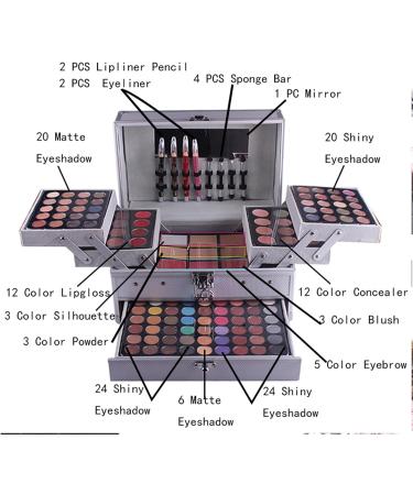 MKNZOME Makeup case filled 132 colors all in one makeup set open case filled with makeup for beginners or professionals makeup set including eye shadow lip gloss - Buy Online on GoSupps.com