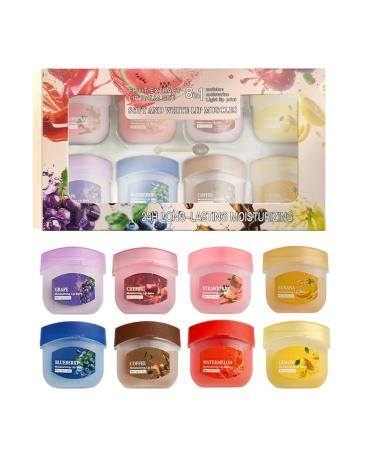 8pcs Lip Balm Set Moisturizes Softens Exfoliates & Plumping With Instant Hydration For A Softer & Smoother Pout Lip Mask For Very Dry Lips Cracked Dry Lips Lip Care Lip Treatment 7g*8