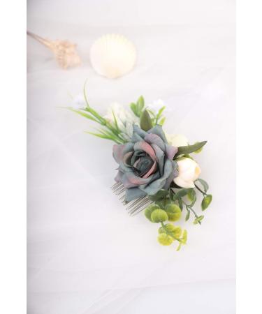 Kercisbeauty Dusty Blue Wedding Floral Hair Comb Navy Blue Headband for Brides Garden Wedding Bridal Bridesmaide Headpiece Girl Prom Hair Dress - Buy Online on GoSupps.com