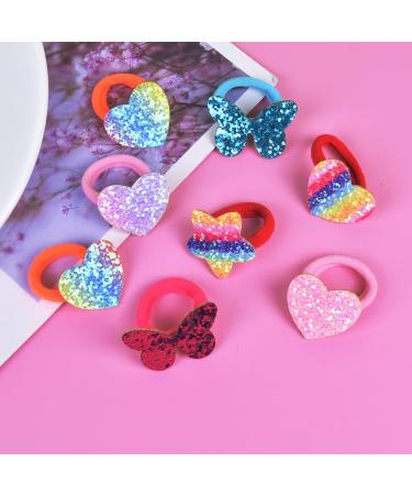 Avodova 8 Pairs Elastic Hair Ties for Girls | Glitter Fabric Ponytail Bands - Perfect for Toddlers & Children - Buy Online on GoSupps.com